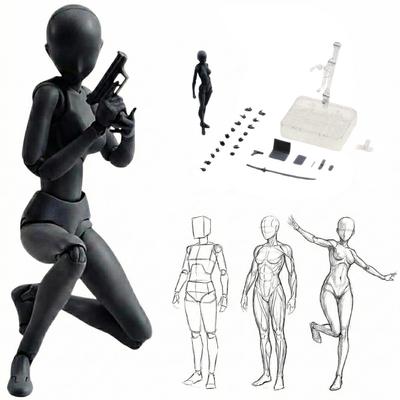TOKIWANO Action Figure Mannequin Female Model Drawing Doll DX PVC Model SHF with Stand Gift Drawing Mannequin Figure Model for Artists Black