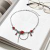Hiphop Red Zircon Pendant Necklace for Men Chokers Black Chain Red Crystal Waterdrop Tassel Double Layered Neck Chain