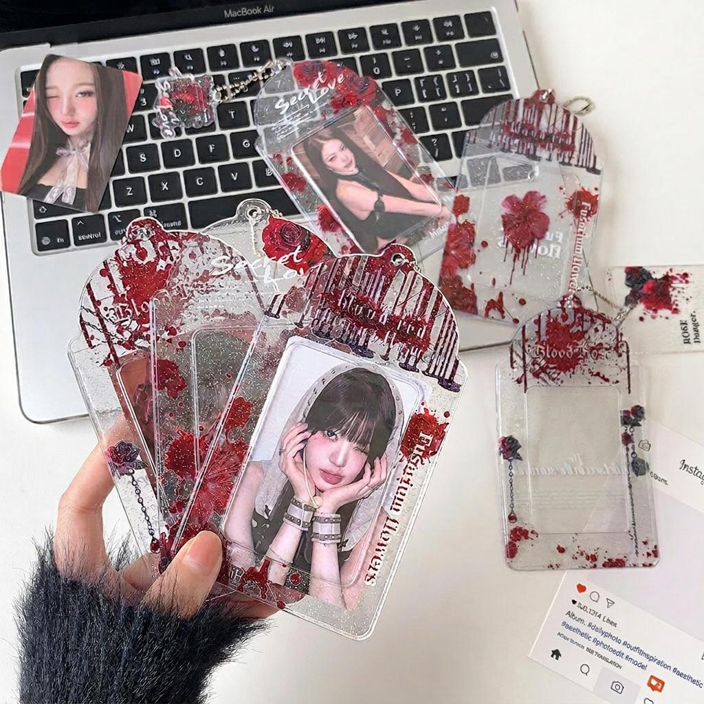 Pvc Card Holder Decorative Gothic Photo Card Protector Instax Photo Keychain Lightweight Transparent Id Holder For Concerts Fan