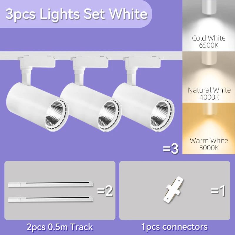Spot Led Track Light 220V Ceiling Light COB Spotlight Rail Lamp Fixture for Living Room Clothing Store Full Set Track Lighting