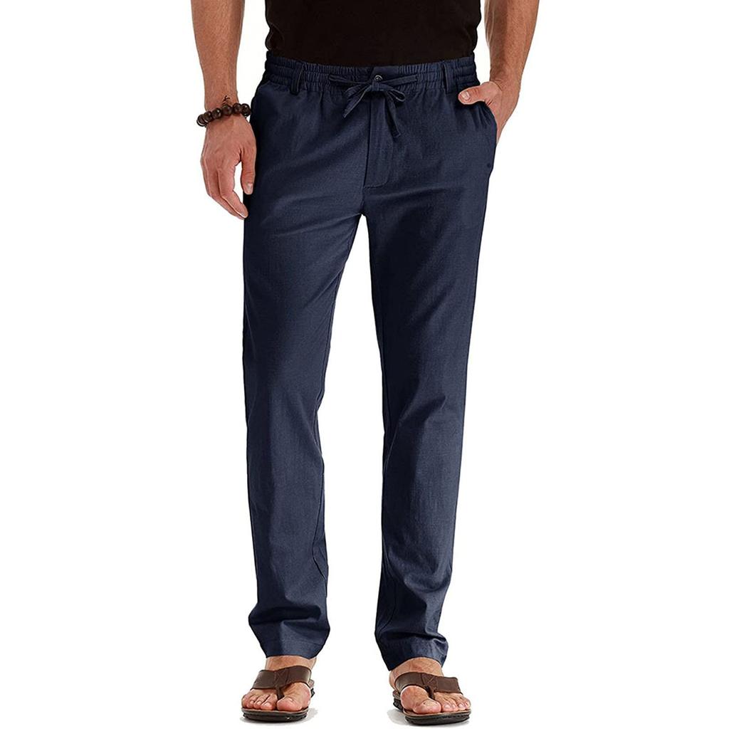 Macacão masculino com cordão, calças casuais com vários bolsos, calças de caminhada, calças de sarja de algodão