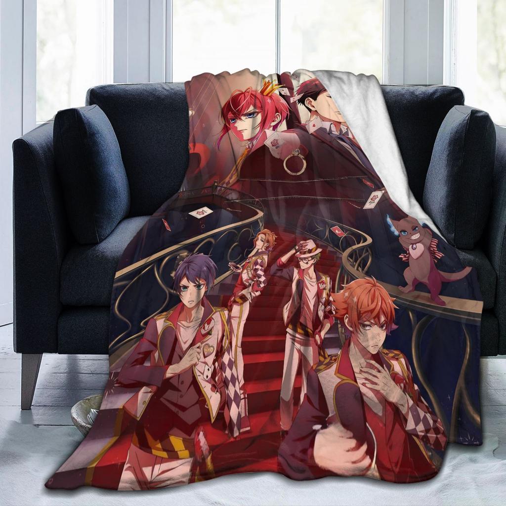 Twisted Wonderland Yuu Grim Blanket TWST Rhythm Game Flannel Throw Blanket Airplane Travel Printed Ultra-Soft Warm Portable