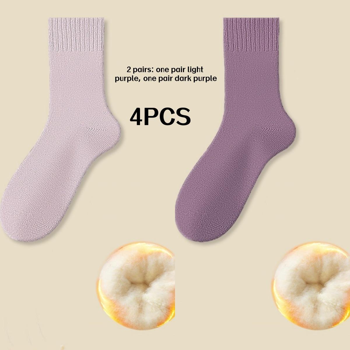 

4Pcs (2 Pairs) Combination Pack of Socks, Extra Thick Autumn and Winter Socks for Women, Warm and Cold-Resistant Mid-Calf Socks, Winter One Size