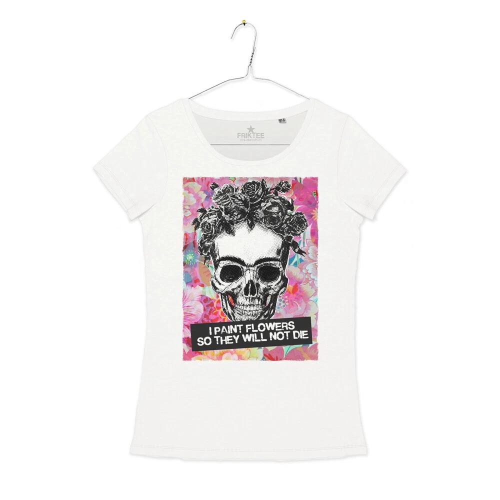 Frida Kahlo Skull T Shirt Jersey Women Flowers Mexican Skull T-shirt Girl S