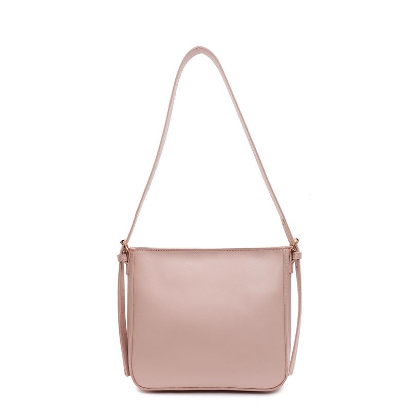 Texture Casual Retro New Simple Trend Line Fashion Bucket Wide Shoulder Strap Single Shoulder Crossbody Small Square Bag