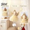 Angel Doll Decorations Pendant with Lace Mesh Skirt And Glitter Wings Decorative Holiday Tree Pendants Christmas Hanging Ornament for Home