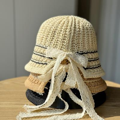 Weaving Temperament Fashion Fisherman Hat Children Spring and Summer Leisure Hollow Knitted Basin Hat