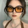 Vintage Square Sunglasses Woman Brand Designer Shades Mirror Retro Sun Glasses Female Fashion Rivet Orange Lens