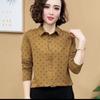 Springtime New Style Style with A Small Necked Shirt and Slim Top Lapel Polka Dot Long-sleeved Shirt