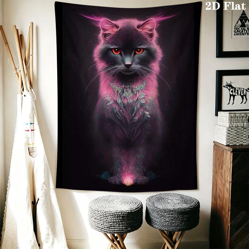 Charming Pink Cat Pattern Home Decor Tapestry, Wall Hanging, Decorative RV Wall Cloth.ZGT0914320