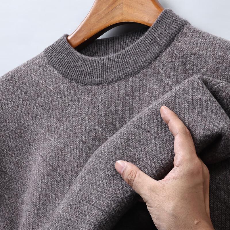 Hengyuanxiang Men's 100% Pure Wool Striped Pullover Sweater