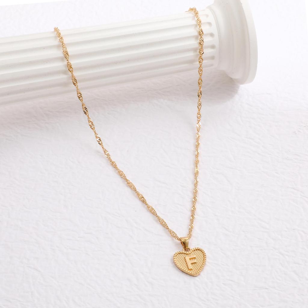 Handmade Love Letter Pendant Necklace - Heart & Water Wave Chain Design