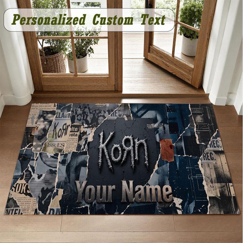 Crystal Velvet Square Rug Custom NameKorn Pattern Non Slip Home Floor Decor Rug