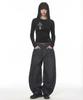 Damiswi Vintage Cross Asymmetric Button Long Sleeve_Black