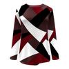 Casual Color Block Long Sleeve Tops For Women Fall Geometric Graphic Crewneck Loose T Shirts Slouchy Tunic Blouses