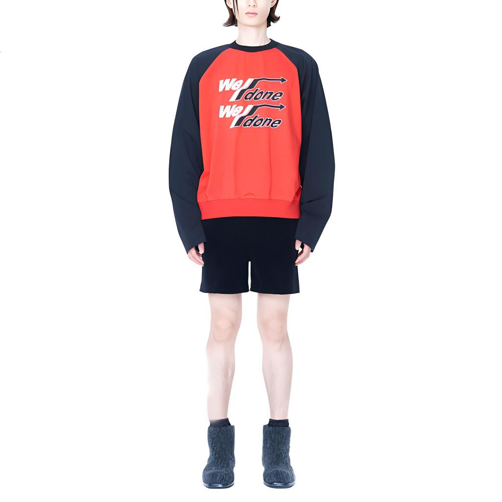 WE11DONE Fw22 Color Block Casual Pullover Sweatshirt Unisex Sweatshirt Red WD-TS1-22-860-U-RD