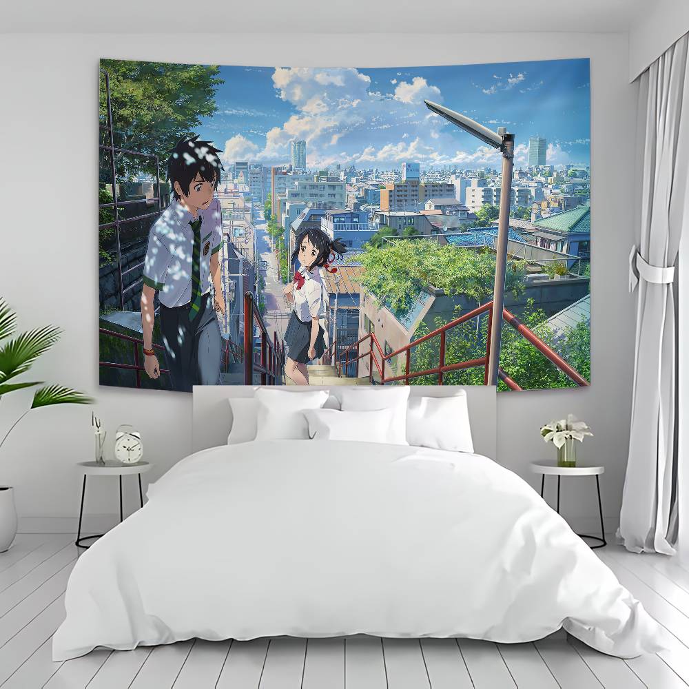 

Japanese Anime Y-Your Name Movie Cartoon Tapestry Art Science Fiction Room Home Decor Wall Hanging Sheets 50x70cm