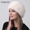 Fluffy Rabbit Fur Hat Women Real Fur Empty Top Hat with Elastic Band, Warm Winter Fashion Headwear