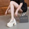 Fashion Little Princess Breathable Mesh Holes Mary Jane Small Leather Shoes Increase 11 Cm Platform Platform Thick Heel Women's Shoes