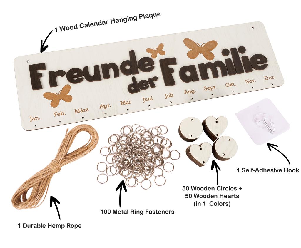 Inkdotpot Perpetual Wall Calendar Wooden, Dates To Remember Wall Hanging Birthday Calendar- Decorative Birthday Tracker Plaque Wall Hanging