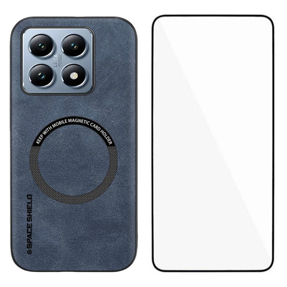 WANLONFENG YBP Series For Xiaomi 14T Pro Magnetic Case with Tempered Glass Film PU+TPU Phone Cover Large Cutout