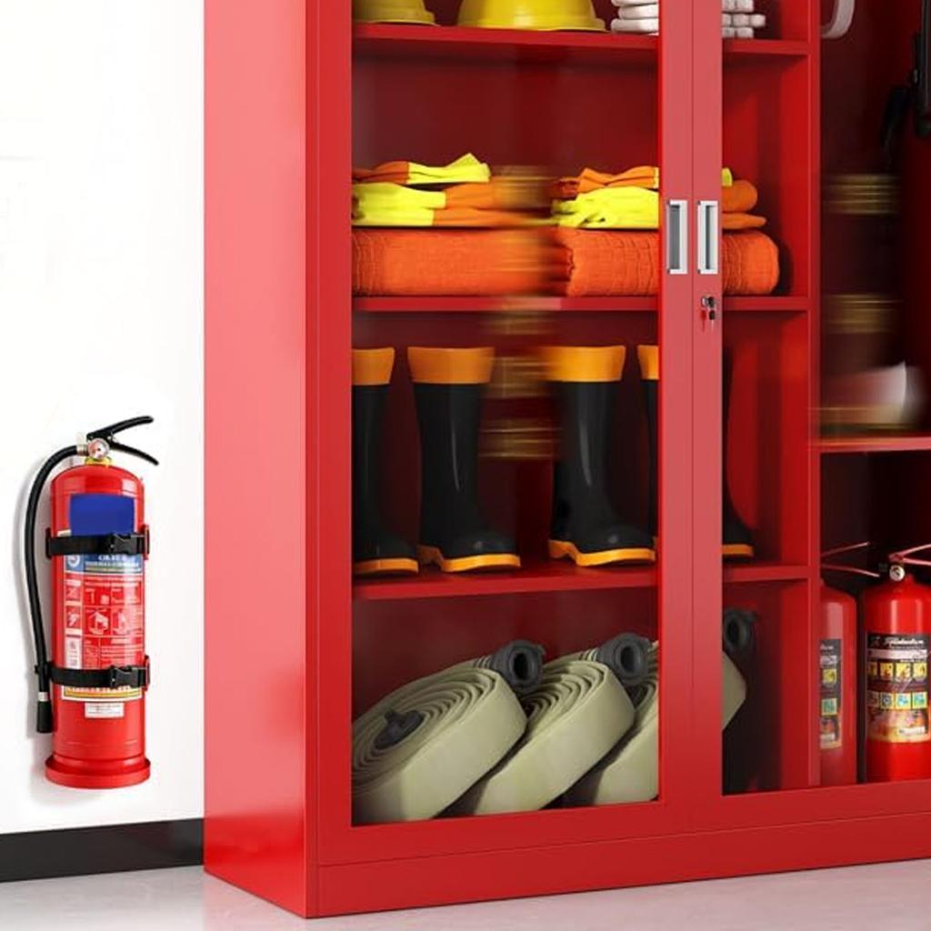 Feuerlöscherhalter, Feuerlöscherhalterung mit Ablage, Nylon-Gurte, Schnellverschluss und Rostfrei für 5-6 kg Feuerlöscher