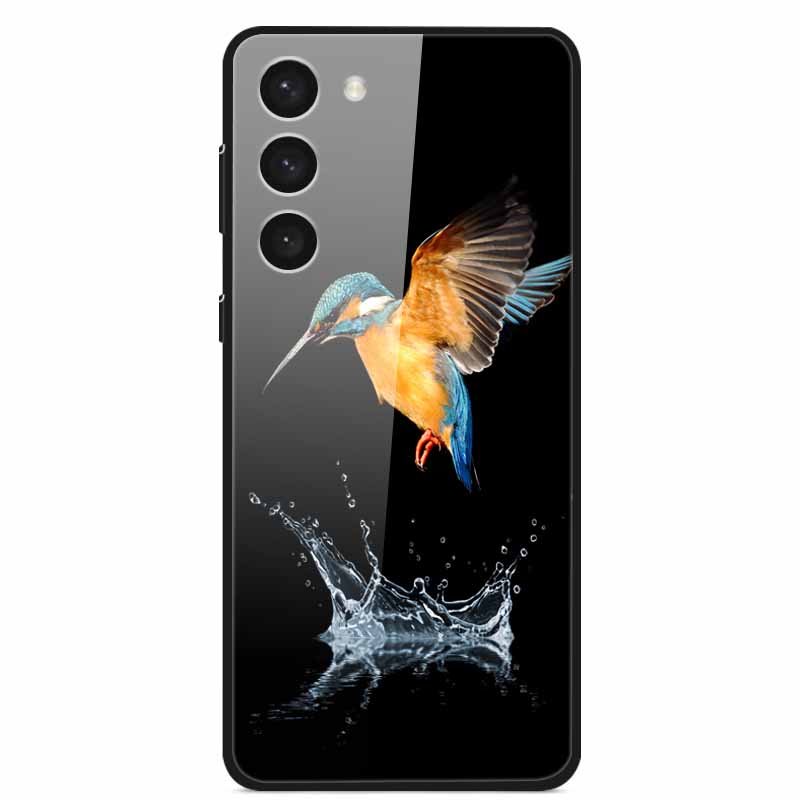 Tempered Glass Case For Samsung S23 Plus 5G Cover Galaxy S 23 Space Hard Back Coque For Samsung S23 Ultra S23+ Bumpers Funda Cat