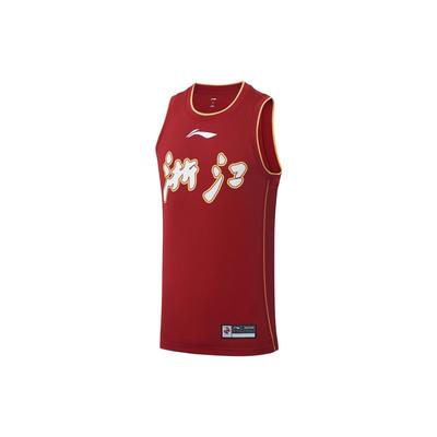 Professional Basketball Series CBA Chinese Character Logo Print Round Neck Basketball Vest Men Tops Red AAYS427-1