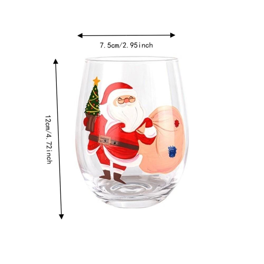 2D Print Christmas Glass Cups Transparent Santa Claus Double Walled Glass Cups Heat Insulation Wine Cups Home Decor