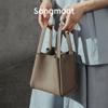 Small and Medium-sized Vegetable Baskets Made of Genuine Leather, One Shoulder Large Capacity, Niche Commuting Hand-held Bucket Bag
