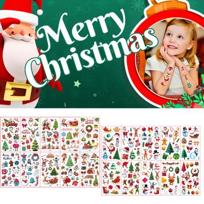10 Stücke Weihnachten Tattoo Aufkleber Schöne Cartoon Weihnachtsmann Schneemann Elch Bär Weihnachtsbaum Aufkleber Kinder