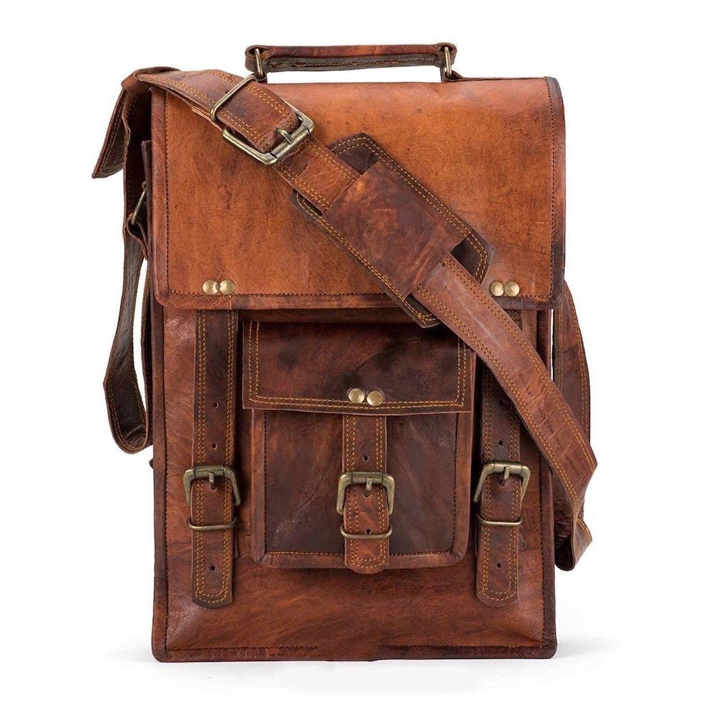 Leather Satchel Crossbody Bag, Men's Rustic Genuine Leather Messenger Shoulder Bag Cross Body Bag MEN WOMEN, Christmas Gift
