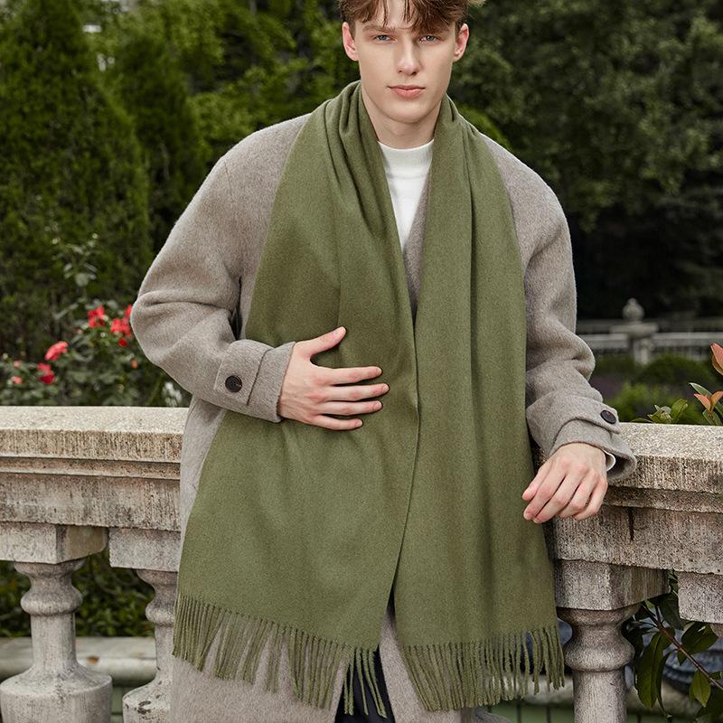 Men's Solid Color Scarf Autumn and Winter New Versatile Wool Scarf Korean Atmosphere Cashmere Scarf Women's Winter Warmth