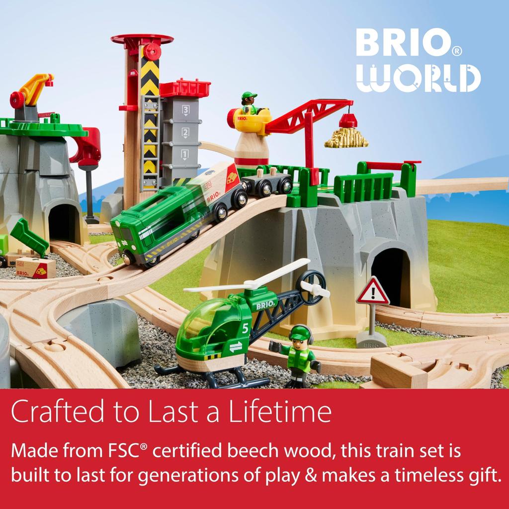 BRIO Cargo Mountain Set 36010, for ages 3 and up. [Toy, Wooden Toy, Wooden Rail, Rail Set, Gift (Birthday/Christmas)]