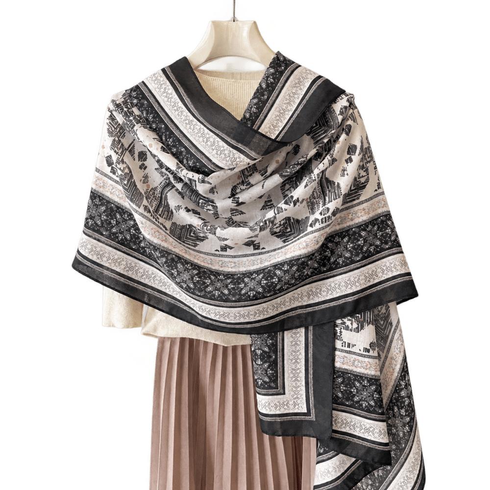 Multi-Purpose Ethnic Print Shawl Large Size Travel Cover Up Retro Beach Wrap Shawl For Women