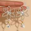 Elegant Rhinestone Flower Stud Earrings for Women – Shiny, Versatile, Eco-friendly Water Drop Design