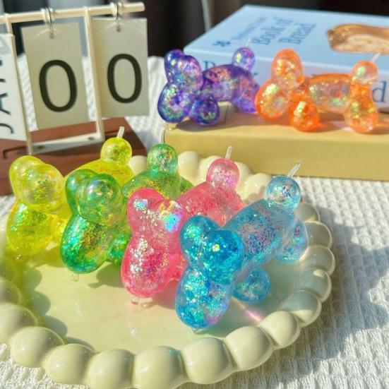 Dog Shape Sensory Toy Stress Relieving Balloon Toy Soft Glitter Squeeze Clear Puppy Fidget for Anxiety Relief