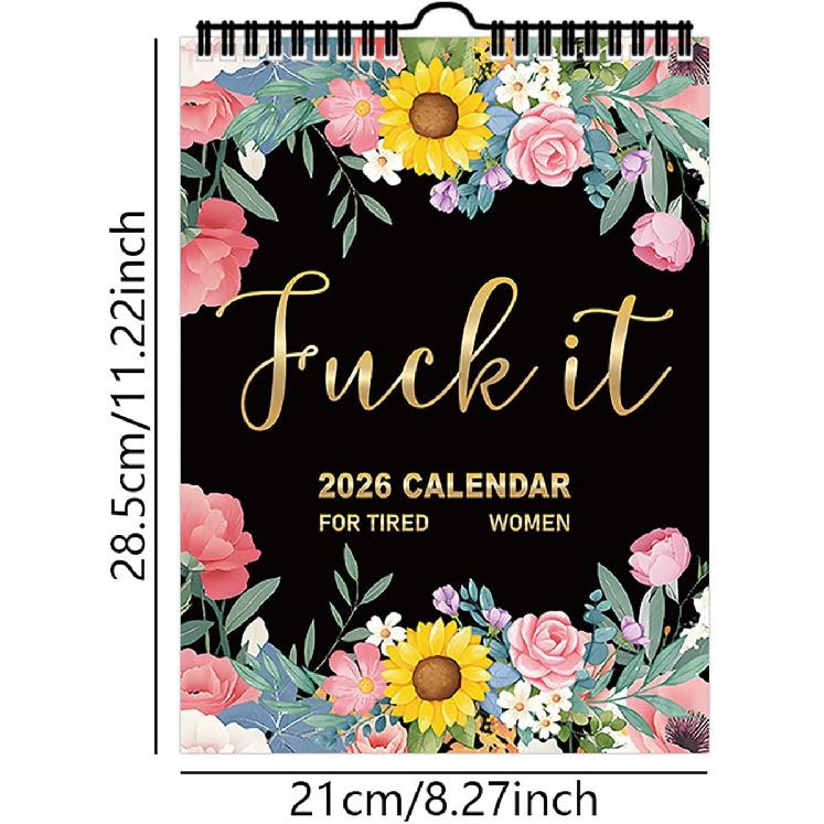2026 Calendar for Women,Fuck It Calendar 2026,Tired Women Calendar,Funny party gift Home Office Wall Calendar - Funny Monthly Calendar Gift for