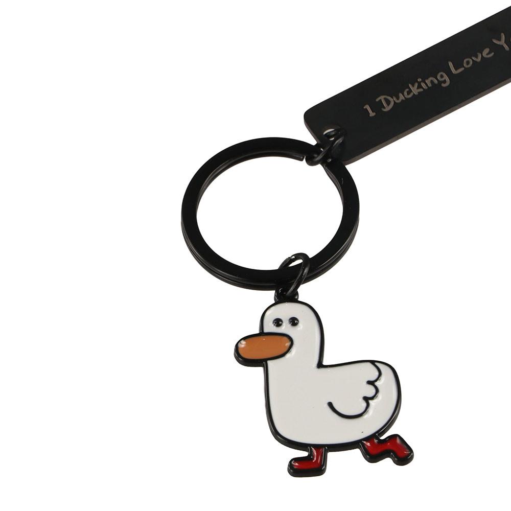Stainless Steel Ducking Love Keyring Couples Jewelry Duck Pendant Duck Keychain  Lover Gift