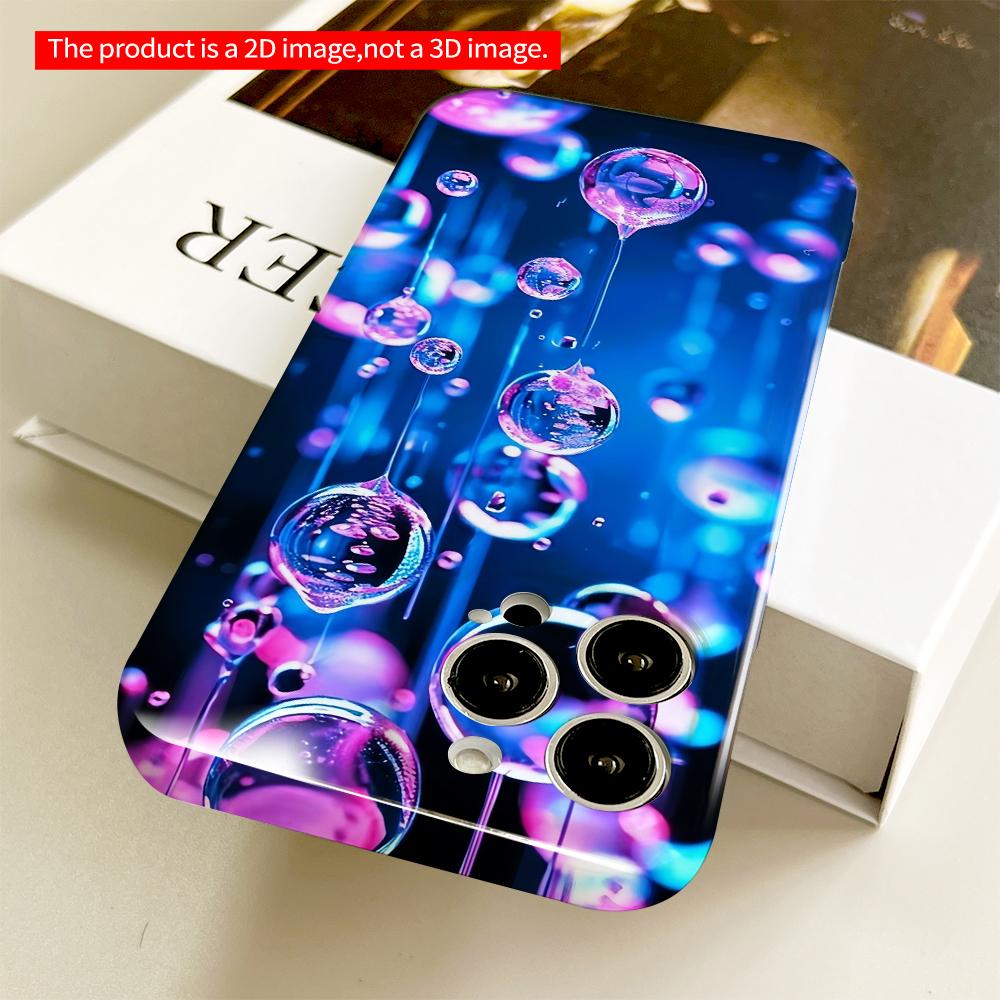 2DFlat Neon Bubble Drop Phone Case All inclusive film hard phone case, compatible with iPhone 18 Pro Max 17 16 15 14 13 12 11