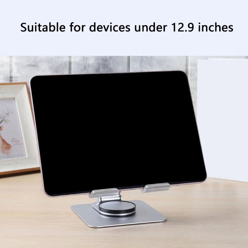 Foldable Tablet Stand With 360 degree Rotation Height Adjustment Aluminum Holder For 12.9Inch Devices