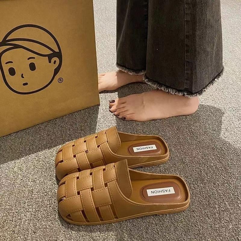 New Outer Wear One-pedal Women's Summer Slippers Bag Head Half-drag Cool Slippers Roman Style Versatile Casual Slippers Women