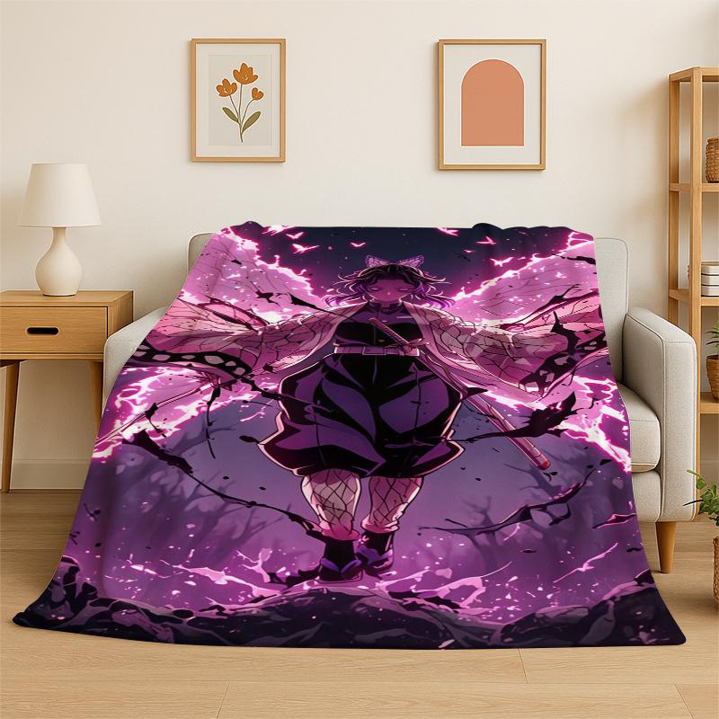 

Мультяшное одеяло из фланели по аниме Клинок, рассекающий демонов, Камадо Танджиро и Незуко. Мягкое теплое плед-одеяло для спальни, гостиной, кровати, путешествий 75x90cm