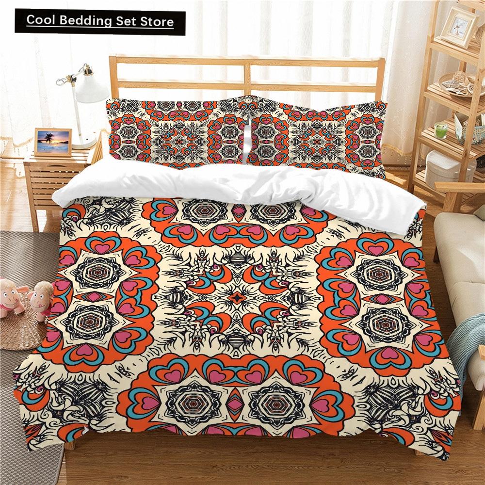 Bohemian Floral King Queen Duvet Cover Boho Mandala Cashew Flowers Bedding Set Exotic Tribe Style 2/3pcs Polyester Quilt Cover