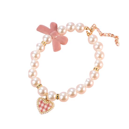 

Очаровательное легкое ожерелье-бантик для домашних животных, ошейник для собак, котят, имитация жемчуга, ювелирные изделия для фотосессии S розовый