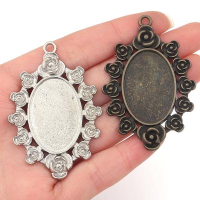 5-10pcs/lot Vintage Necklace Pendant Setting Cabochon Base Tray Bezel Blank For Pendants Cabochons Jewelry Making Accessories