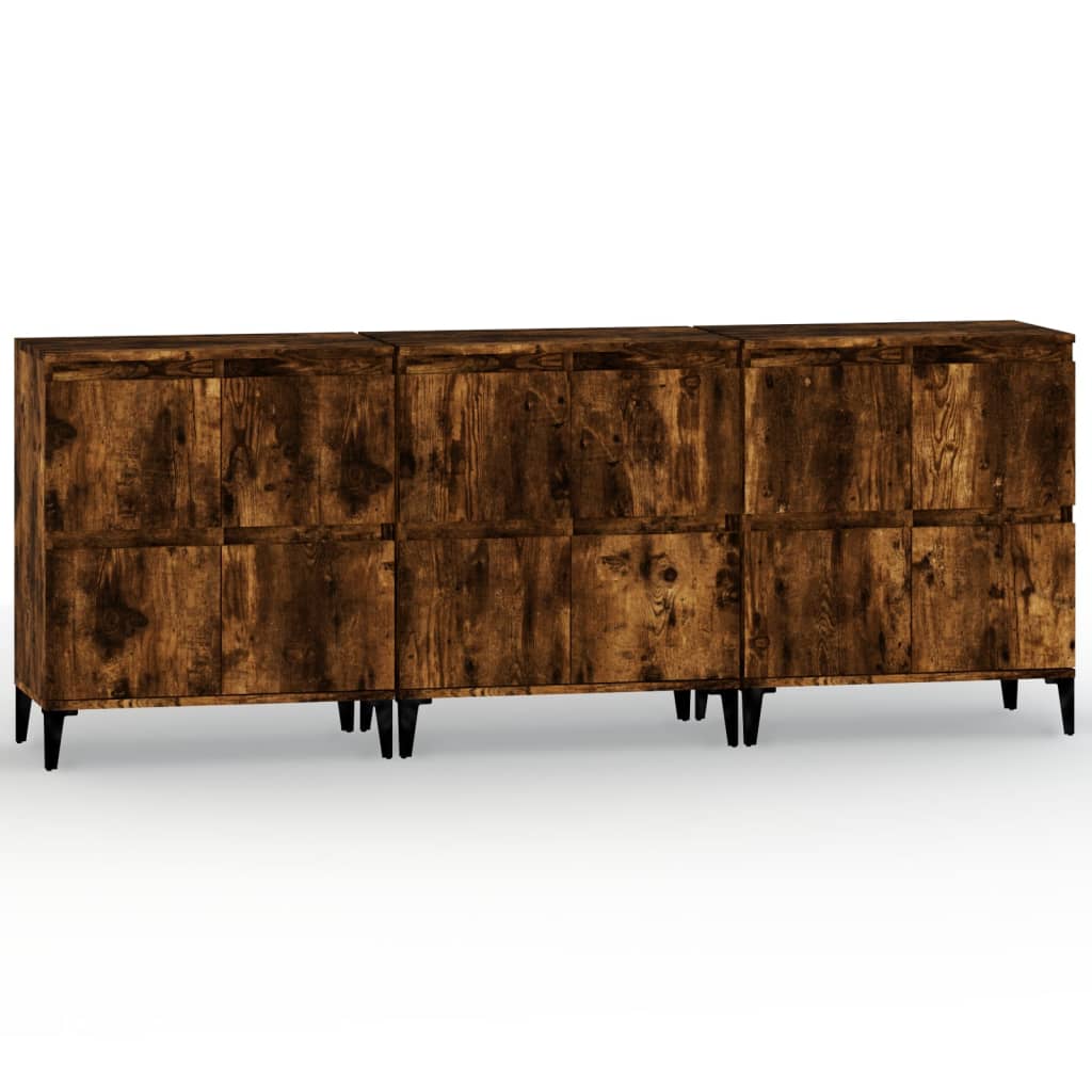Sideboards 3 pcs Smoked Oak 60 x 35 x 70 cm Engineered Wood