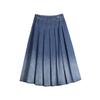 Französischer Stil High-End Falten High-Waist Farbverlauf Lässiger Langer Rock Damenröcke Denim-Blau ER50634