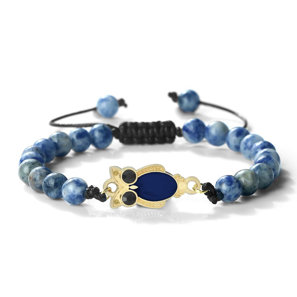 6mm Owl Pendant Black Matte Bracelet For Men Adjustable Animal Charm Bangle Boho Gothic Jewelry Gift Idea Unisex  Fine Accessory