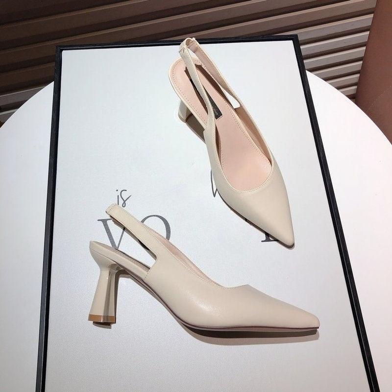 Spring Summer Cover Toe High Heel Women Sandals Concise Slip On Singbacks Pumps Female Elegant Party Dress Sandalias